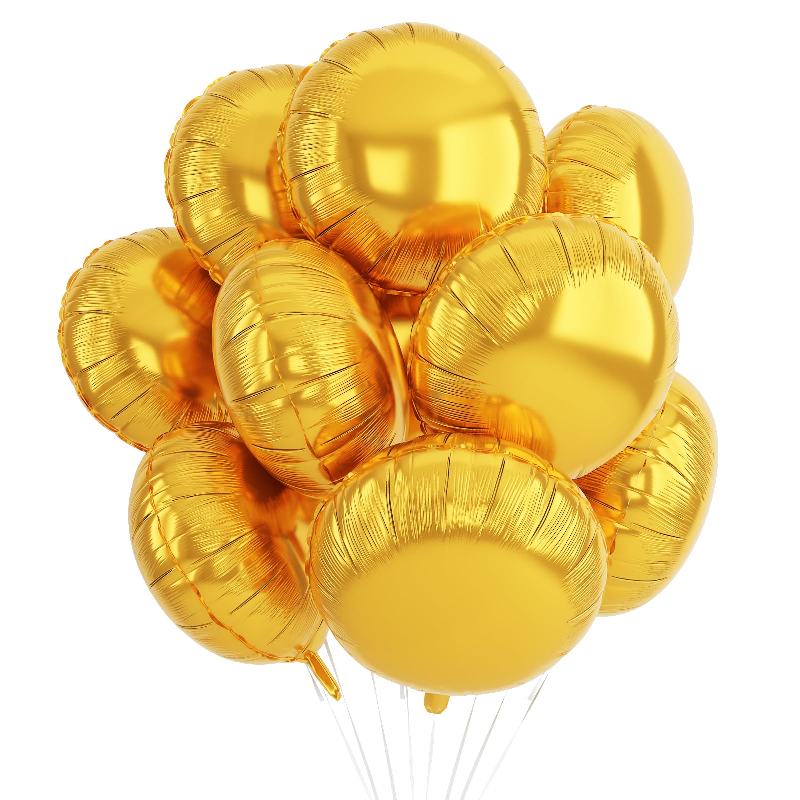 20PCS Gold Round Shaped Balloons, 18 Inch Round Foil Balloon, Giant Round Aluminum Helium Balloon For Birthday Party Wedding Graduation Anniversary