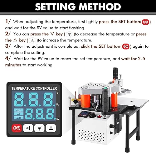 Miniatura 5 de Máquina de bandas, Bandera de borde para carpintería, Bandera de borde portátil, Máquina de bandas de borde de línea recta/curva, pegamento de