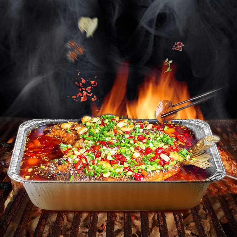 BBQ funland 8.5" X 6" Aluminum Drip Pans, Set of 10 Foil BBQ Grease Pans : Patio, Lawn & Garden