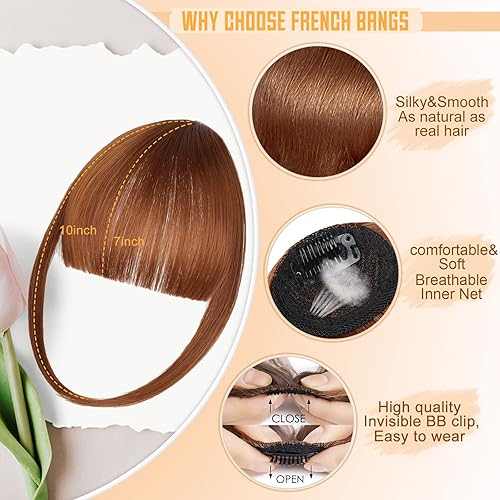Miniatura 3 de Flequillo de pelo con clip, flequillo sintético fácil de usar, flequillo falso con clip, extensiones de cabello con clip, flequillo falso con