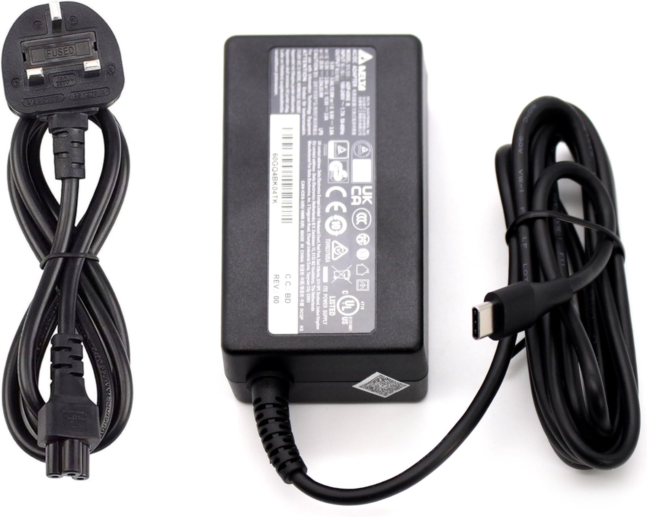 TYPE C 65W USB C AC Charger Replacement for Acer CHROMEBOOK SPIN 513 CP513-1H-S520, SPIN 513 CP513-1H-S5EN Laptop Adapter with + UK Power Cord