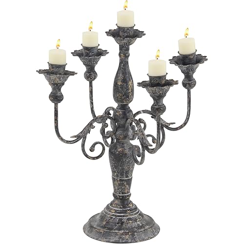 Deco 79 Metal Solid Candelabra, 16" x 16" x 19", Gray