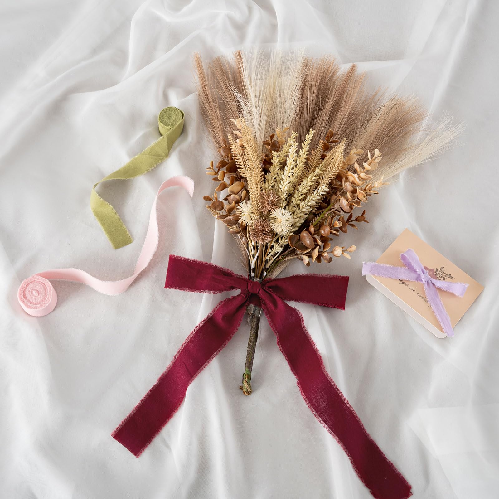 Pretty Jolly Maroon Cotton Ribbon for Gift Wrapping Handmade Rustic Frayed Ribbon for Flower Bouquet 1 Inch x 20 Yd Fabric Ribbons for Craft Wedding Invitations Holiday Decor Hair Christmas Tree - Image 4