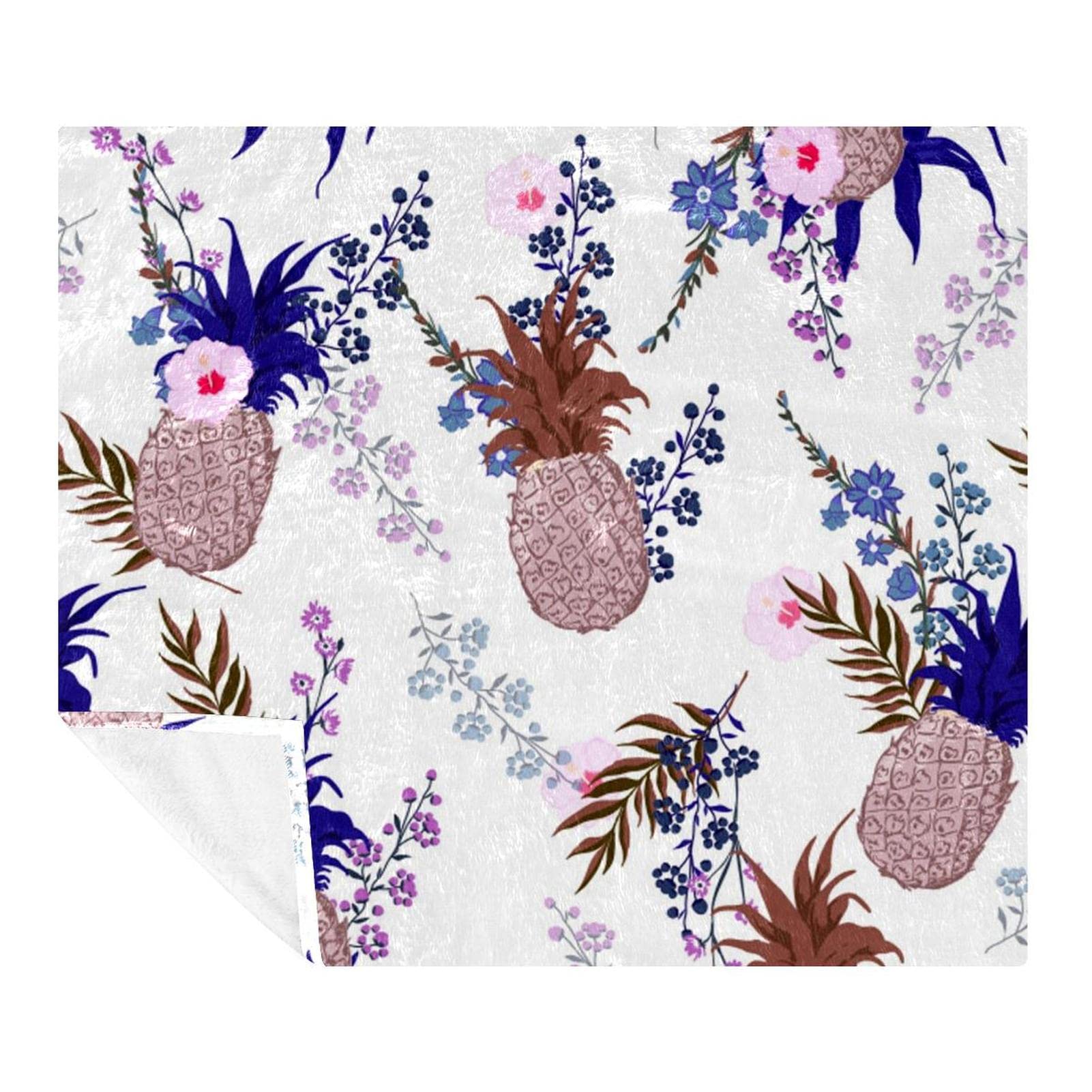 Couverture douce ananas contre le froid plaid léger microfibre pour adultes et enfants