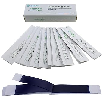 180 Sheets Dental Articulating Papers by Vastmed | Straight Shape Micron Bite Articulating Paper Doubled Side for Occlusal Adjustment - Thick Blue