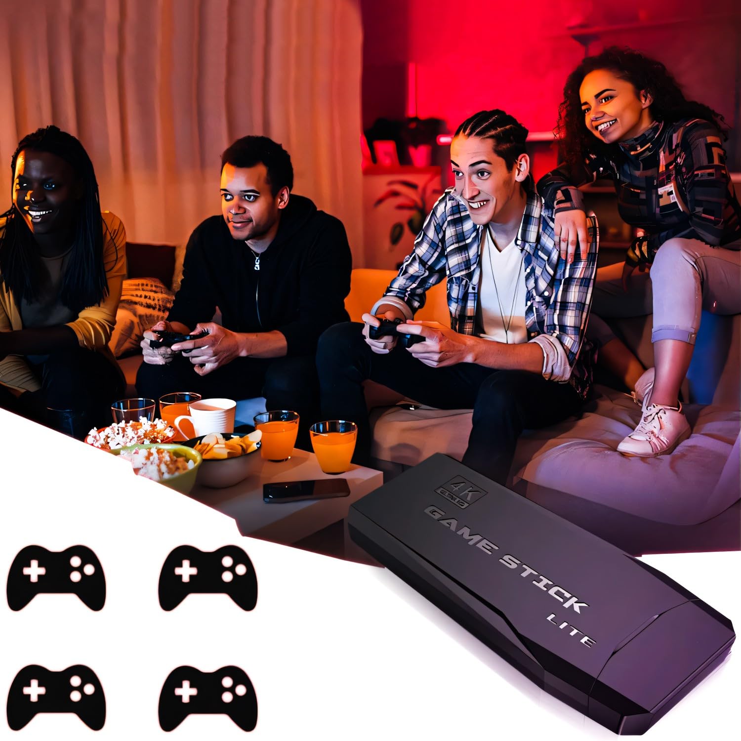 Retoo Console di gioco retrò con 20000 giochi – HDMI plug & play per TV – 2 controller wireless con adattatore, scheda di memoria da 64GB, mini console per bambini e adulti, portatile