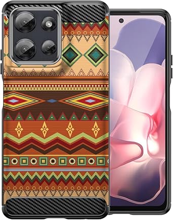 CasesOnDeck Case Compatible with [Motorola Moto Edge 2025/ Moto Edge 2025 Case] Design Case, Slim Black Flexible Sleek Shock Protection TPU Cover Autumn Tribal Pattern