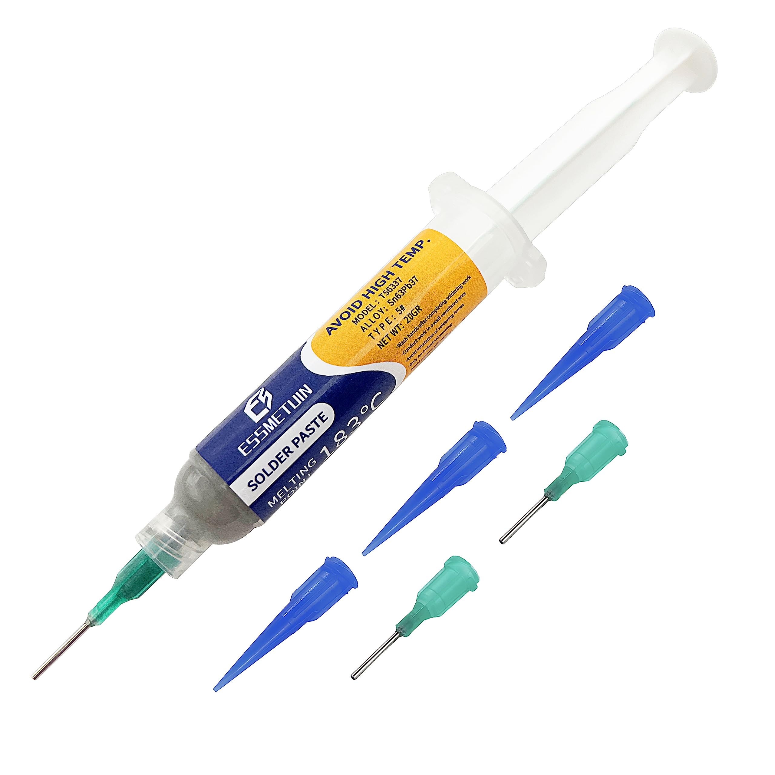 EssmetuinSolder Paste (Sn63/Pb37 T5 20G) For Electronic Soldering, No-Clean Tin Lead Paste, Soldering Paste For PCB/IC/BGA/SMD CELLPHONE CPU Repairing