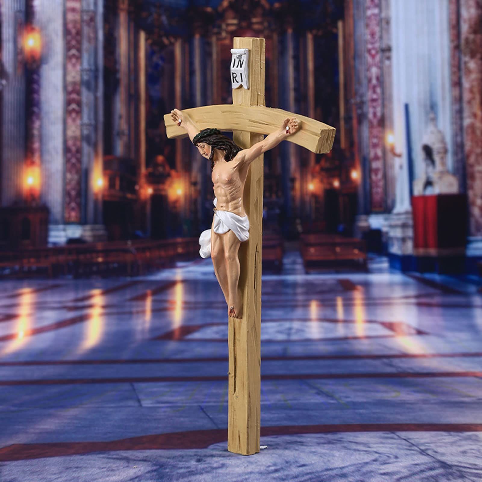 Crocifisso cattolico,Crocifisso cattolico da muro,Crocifisso per la meditazione della ferita di Cristo | Crocifisso sanguinante della passione, figurine da collezione, scultura rinascimentale, decoraz