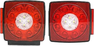 Trailer Tail Lights Submersible Red Stop Turn Signal Reverse Sealed Square Lamp LED Light for Under 80 Inch Boats Trailers Trucks RV Marine 12V