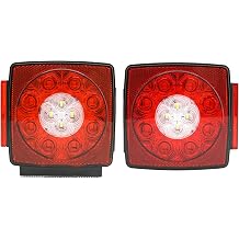 Trailer Tail Lights Submersible Red Stop Turn Signal Reverse Sealed Square Lamp LED Light for Under 80 Inch Boats Trailers Trucks RV Marine 12V
