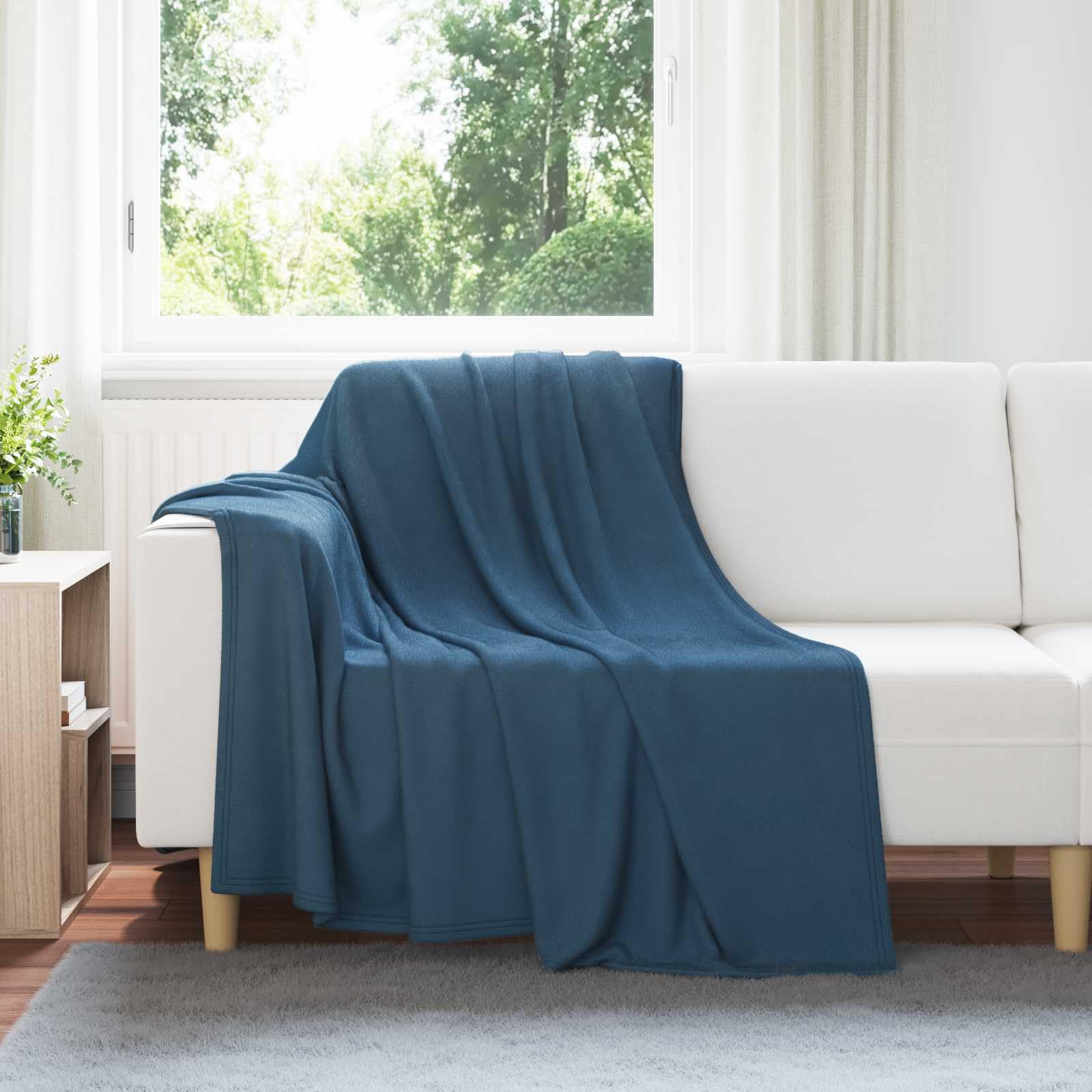 Manta polar azul marino 200 x 150 cm paño suave y cálido