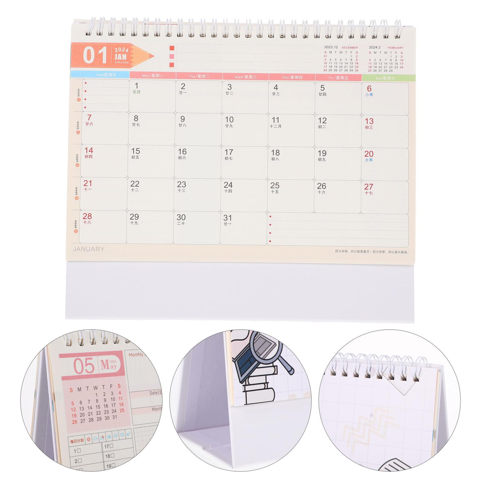 Veemoon Calendario da Tavolo Mensile Calendario da Tavolo per Uso Domestico e Ufficio per Uso Quotidiano