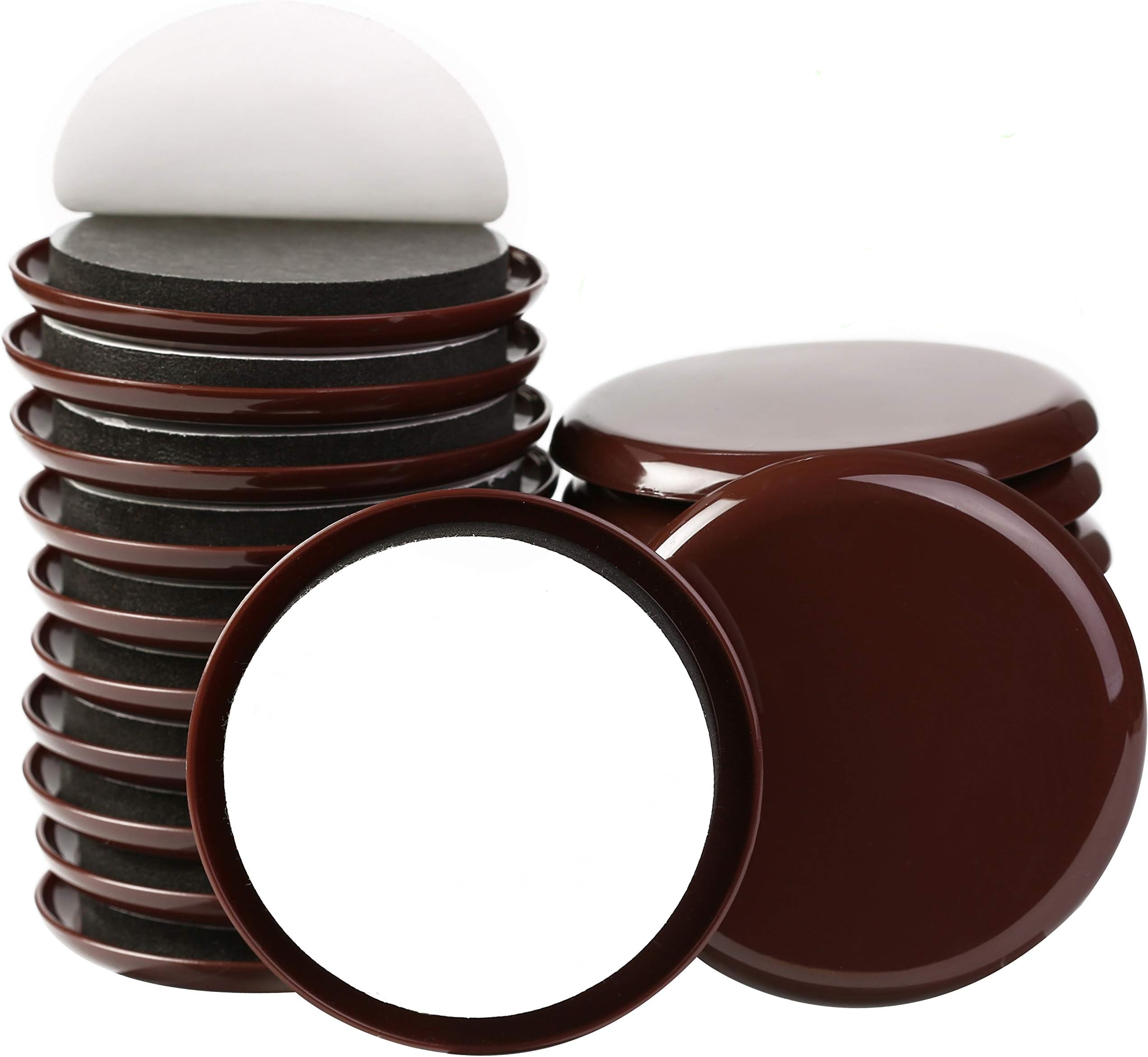 16 Pack 3-1/2 in. Brown Self-Adhesive Furniture Sliders for Carpet Furniture Mover Self-Stick Furniture Moving Sliders Floor Sliders Furniture Slider Sliders for Moving Furniture Carpet Sliders