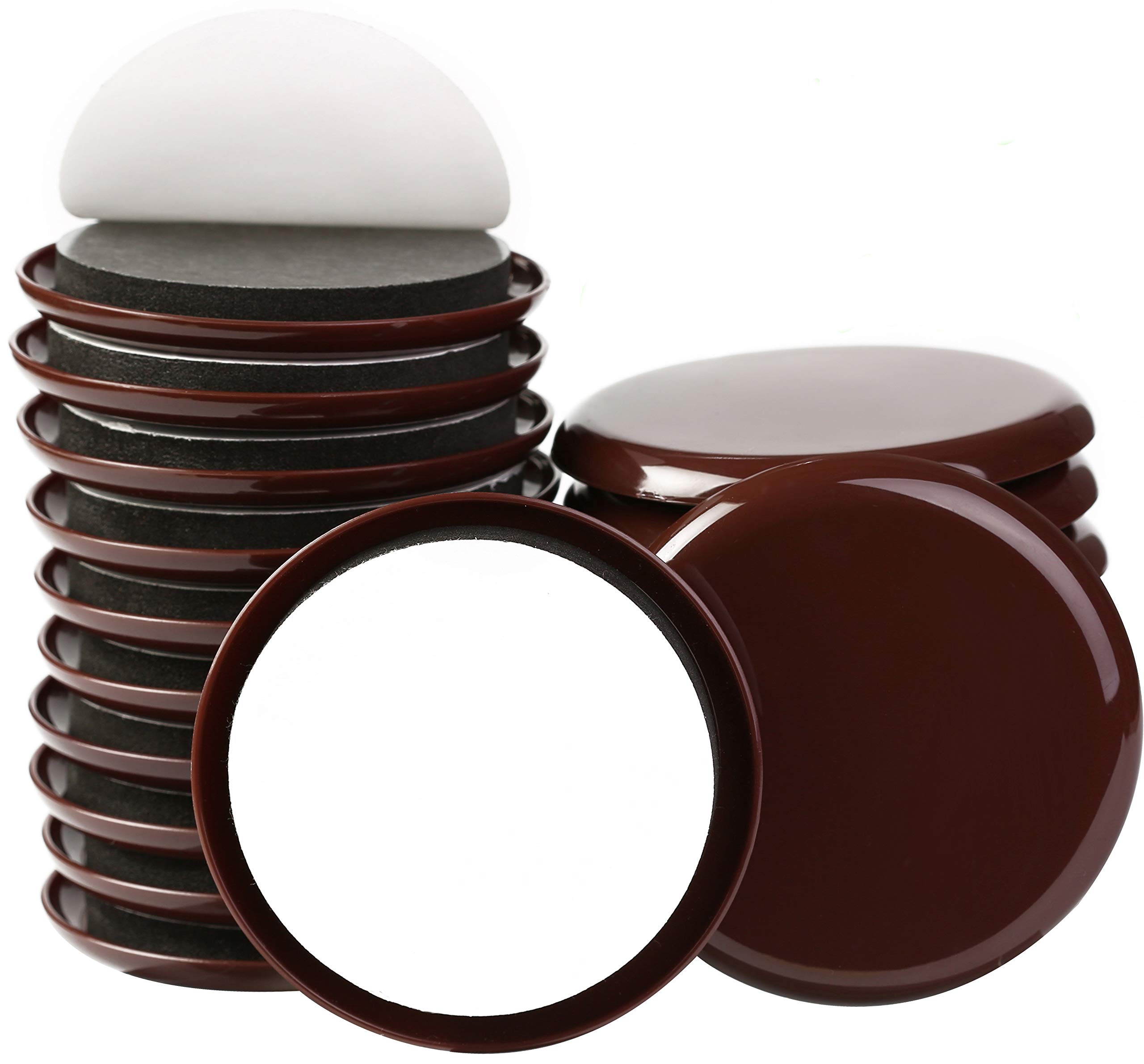 16 Pack 3-1/2 in. Brown Self-Adhesive Furniture Sliders for Carpet Furniture Mover Self-Stick Furniture Moving Sliders Floor Sliders Furniture Slider Sliders for Moving Furniture Carpet Sliders