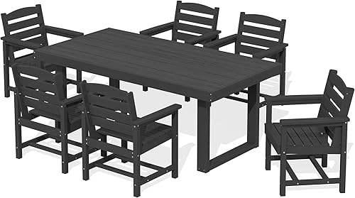 Vista 11 de SERWALL Juego de comedor al aire libre para 4, mesa cuadrada de polietileno de alta densidad y sillas para todo tipo de clima, juego de comedor