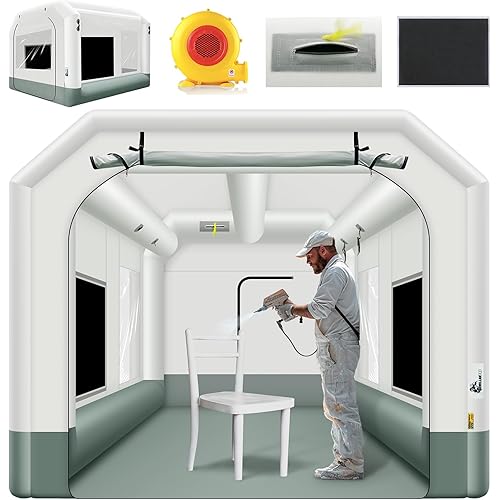 GORILLASPRO 13x10x8Ft Inflatable Paint Booth Tent with 550W Blower, Spray Tent with Air Filter System, Used for DIY Painting Car Truck Motorcycle Garage Furniture Parts Paint Renovation
