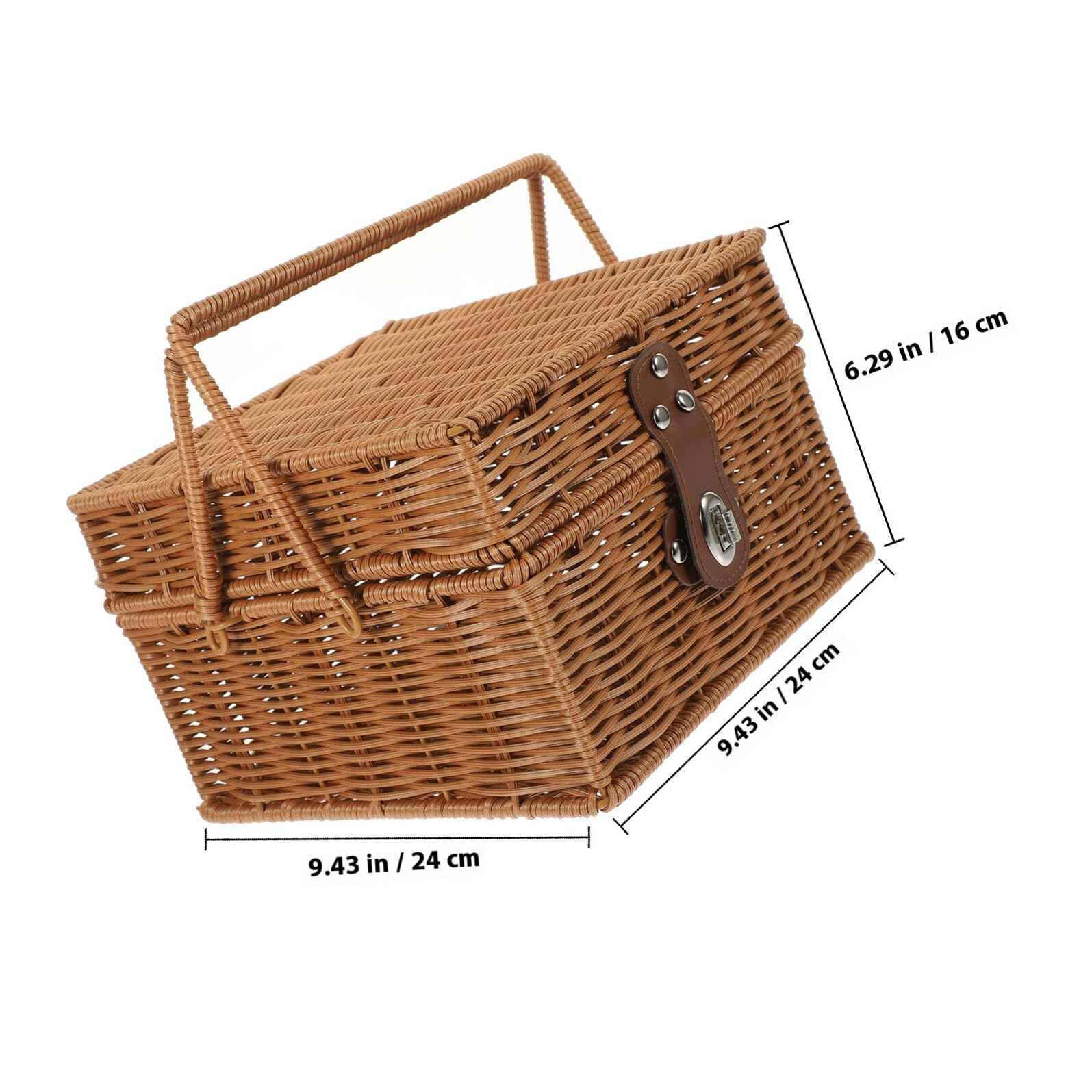 DOITOOL Cesta de Picnic Vintage Tejida a Mano de Material PP, Tamaño Mediano Asa Resistente, Cesta para Almacenar Frutas y Alimentos Adecuado para Picnic y Exteriores