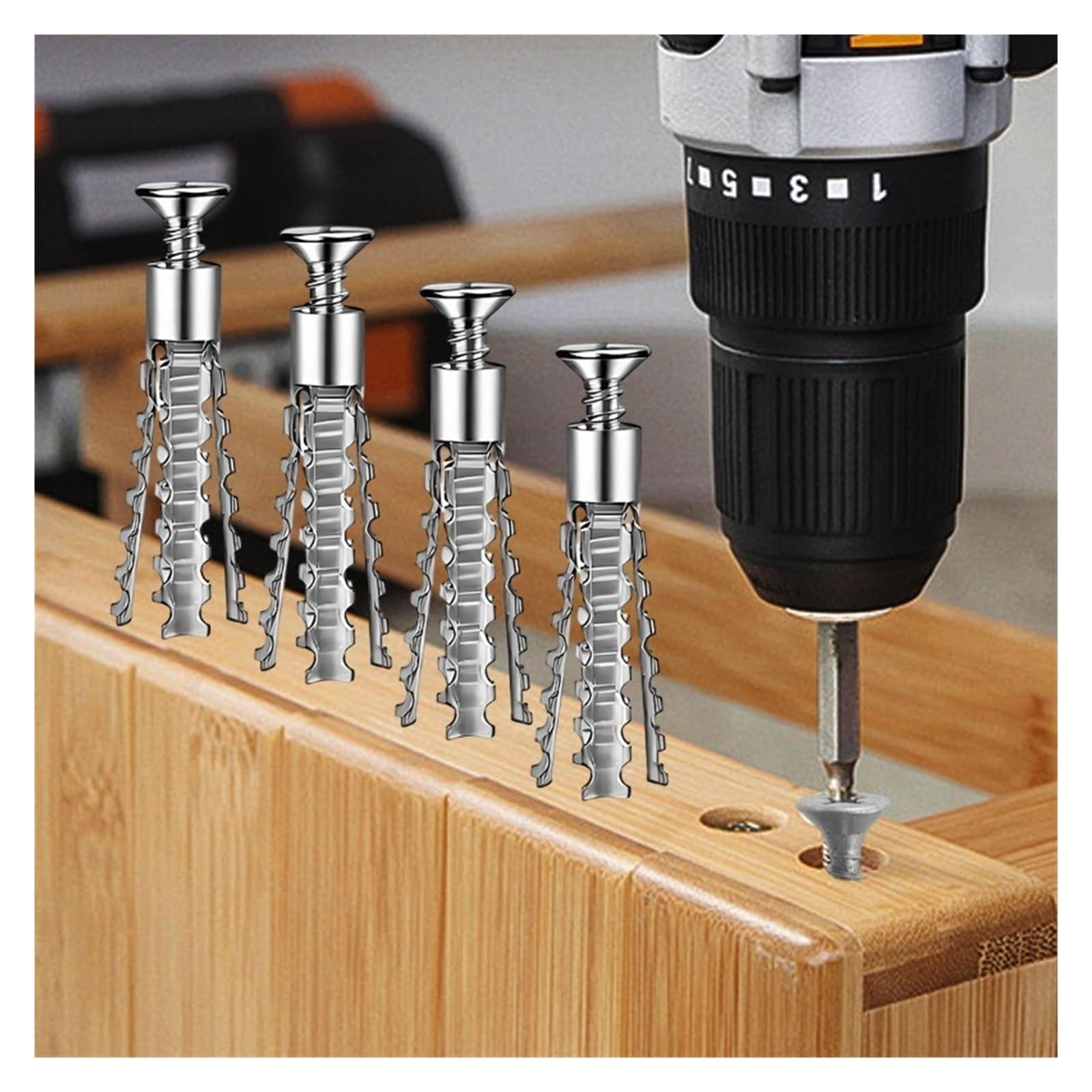 Dübel Selbstschneidende Schraube mit Erweiterung | Rohranker-Set aus Kohlenstoffstahl, robuster Trockenbau-Beton-Bohrstopfen, Bolzenbefestigung(A- 8mm,50 pcs)