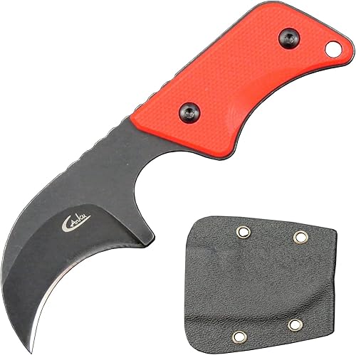 Ccanku C1294 - Cuchillo de hoja fija, hoja 9Cr18Mov G10 con mango EDC para exteriores, campamento, senderismo, pesca con funda kydex (rojo)