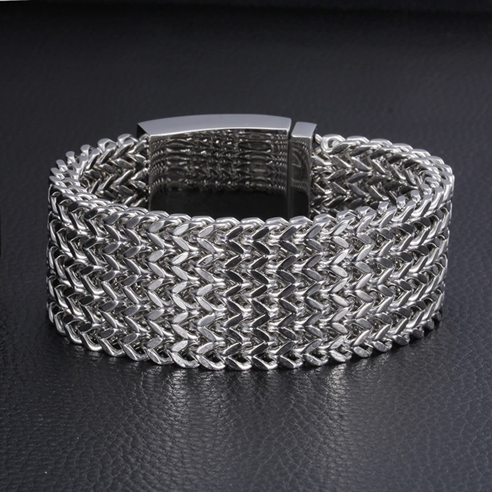 Herren Personalisiert Armband in Edelstahl, Dick Glieder Link Kettenarmband Eco-Verpackung Kleine Geschenke für Männer