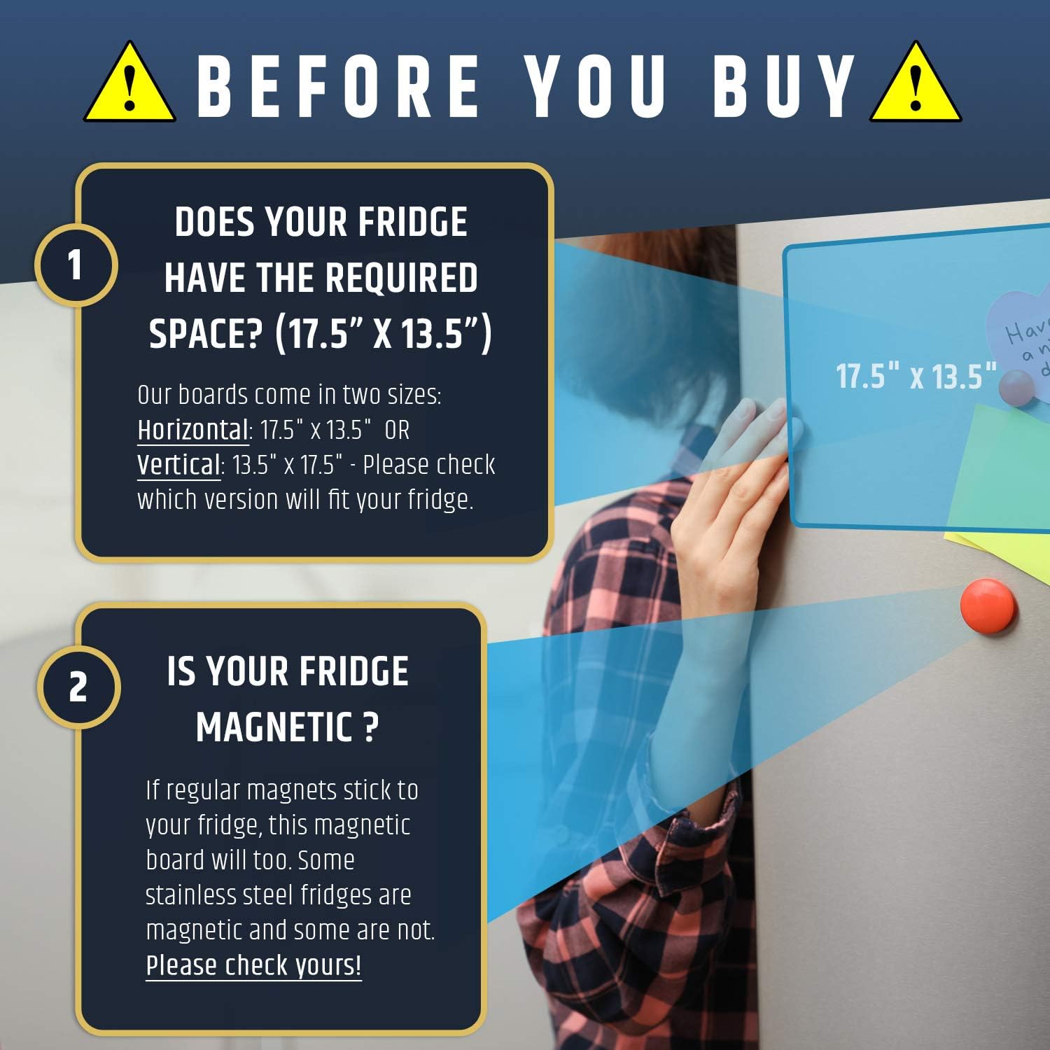 Large 17.5"x13.5" Dry-Erase Magnetic Weekly Calendar (Organizer/Planner) for Kitchen Fridge (Full Set: 8 Markers + Eraser) & Free Bonus: 3 Grocery/to-Do List Whiteboards (Stain Free) | Horizontal : Office Products