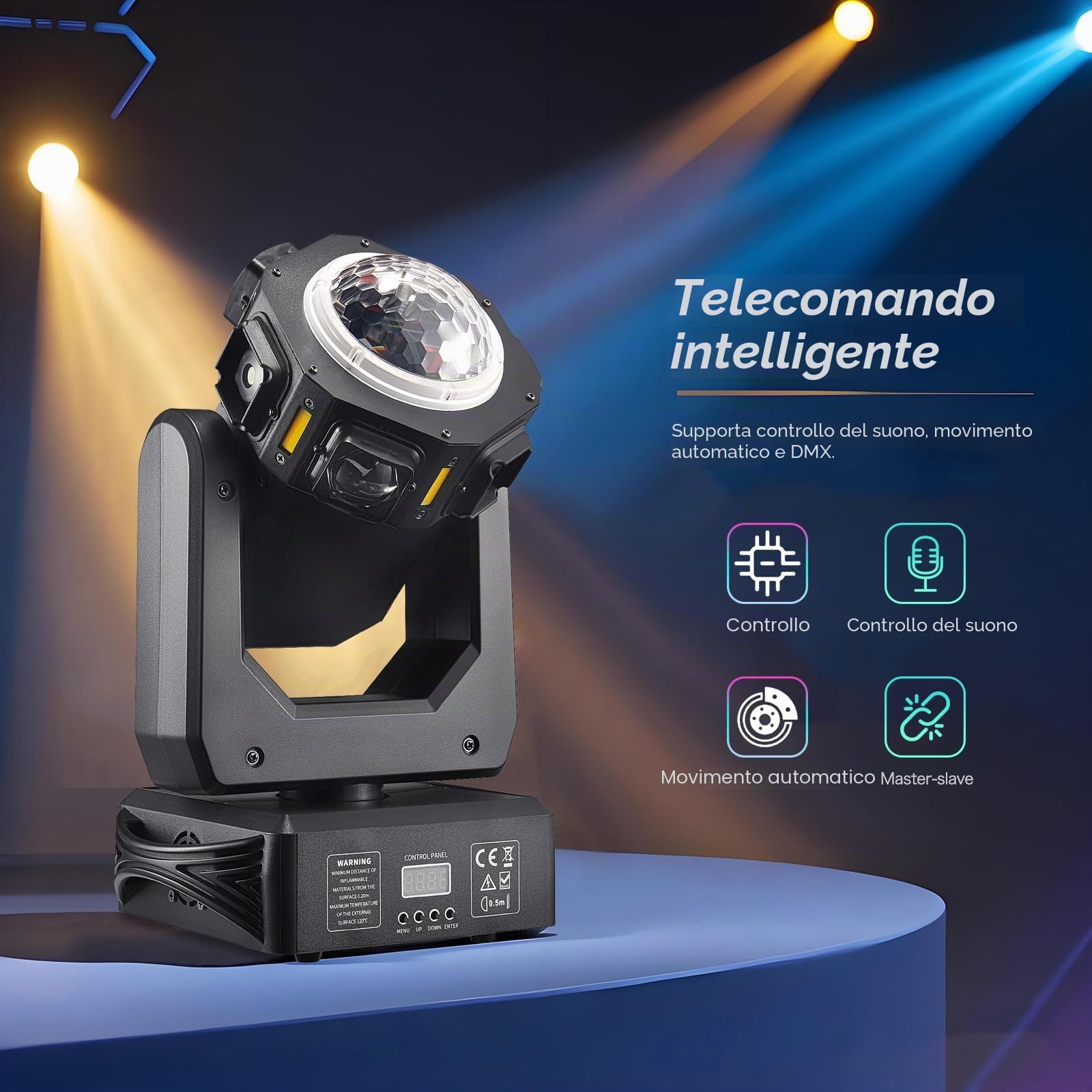 Luce da discoteca per festa, testa mobile, ZS101, proiettore LED RGB DJ controllato da musica, luci da discoteca, effetto DMX, per KTV, riunione familiare, matrimonio, compleanno, Halloween