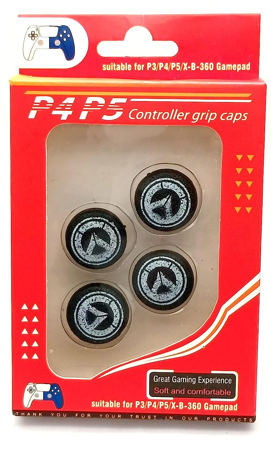 GAMENOPHOBIA Designer Series Thumb Grip for PS5,PS4,PS3, Xbox and NS-PRO (4Pcs) Gaming Accessory Kit Red Black-image-20