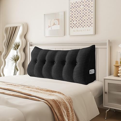 Miniatura 10 de Almohada de cuña para sentarse en la cama, almohada de lectura para adultos, soporte para respaldo, almohada de cabecero, sofá cama, cojín de