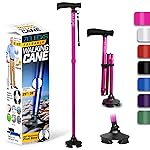 ZELECKS Walking Cane for Women & Men - Self Standing Adjustable Folding Cane with T Handle and 360 Pivot Base - Lightweight Foldable Walking Stick for Seniors - Collapsible Cane for Walking