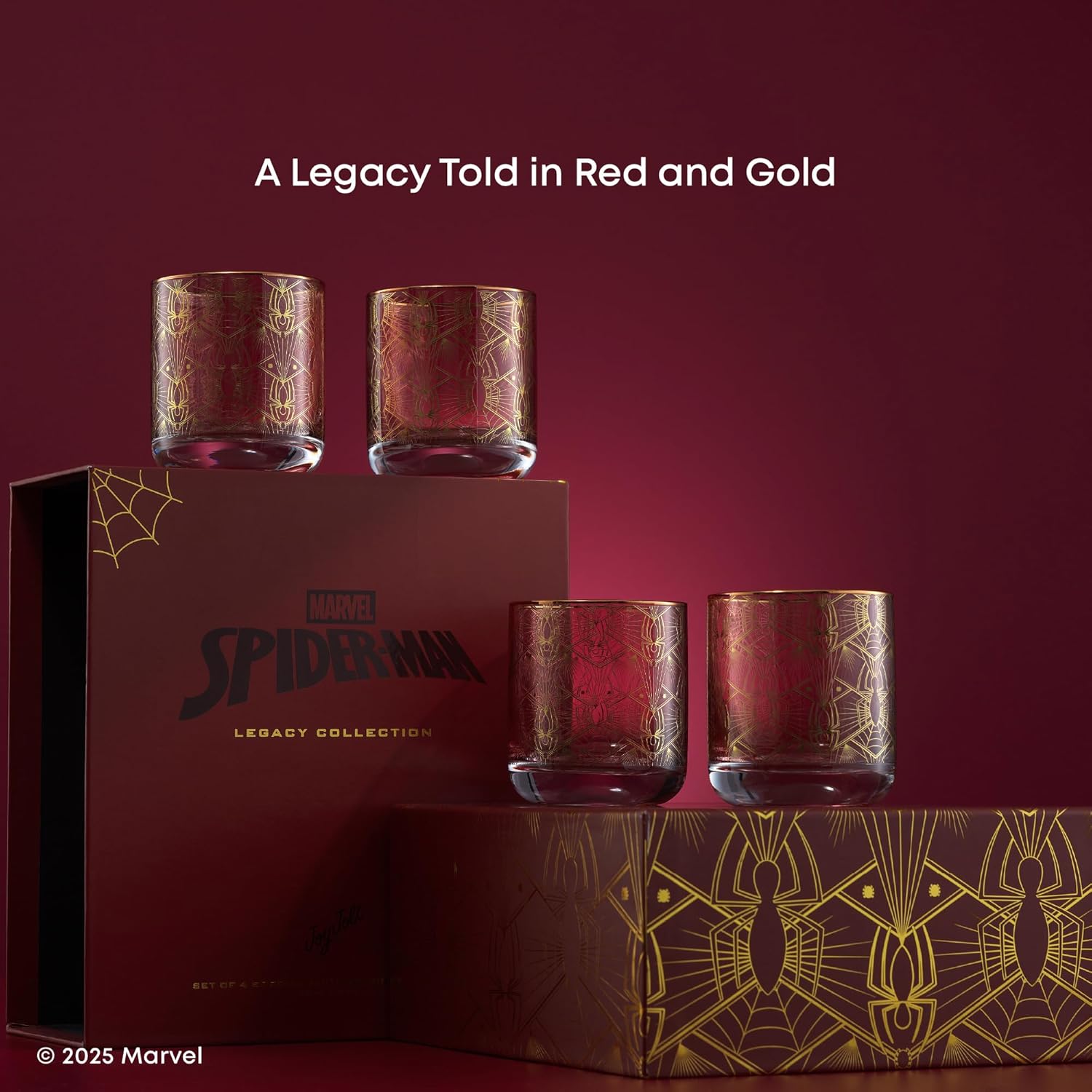 JoyJolt Marvel Spider-Man Legacy Short Drinking Glasses, 10oz Superhero Glass Cups Set of 4, Kitchen Glass Tumbler Set, Gifts for Men and Women, Cool Marvel Stuff for Fathers Day - Image 6