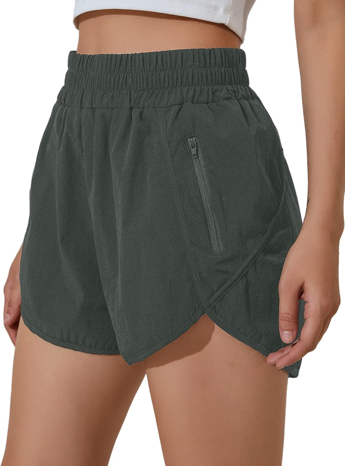 BMJL Women's Running Shorts Elastic High Waisted Shorts Pocket Sporty Workout Shorts Quick Dry Athletic Shorts Pants : Sports & Outdoors