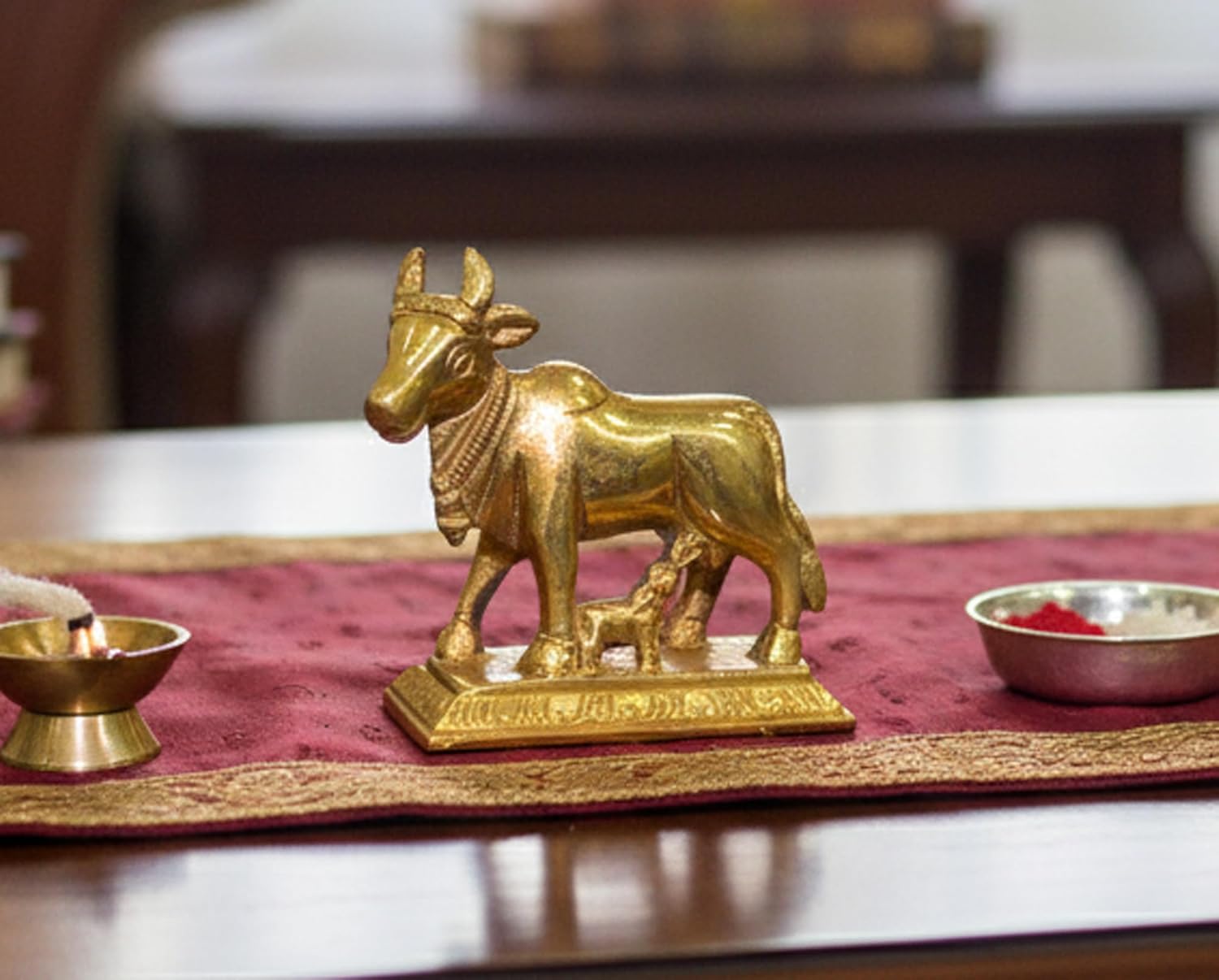 StonKraft Brass Kamdhenu Kamadhenu Idol Murti Statue (2.5")