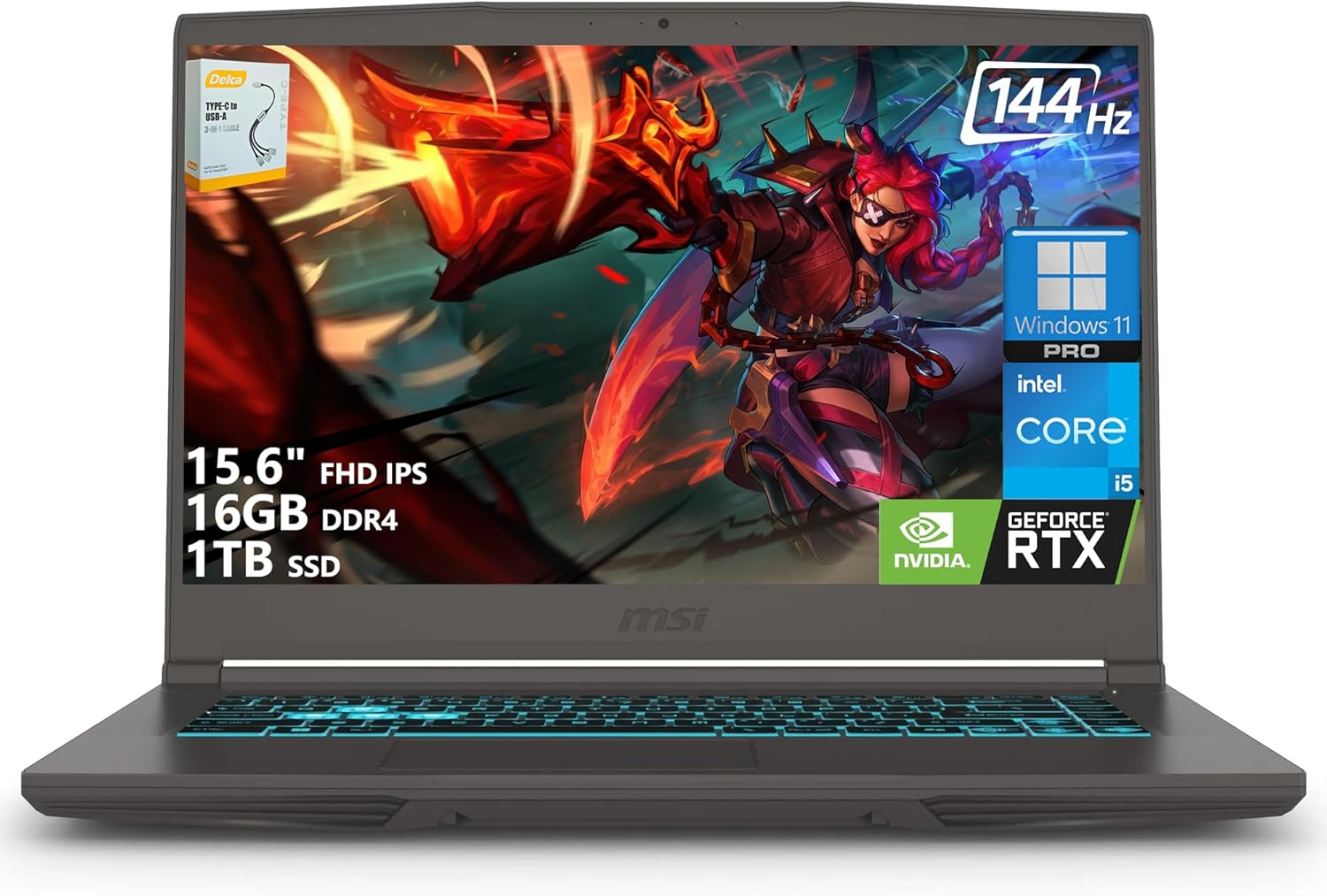 msi Thin 15 Gaming Laptop | 15.6″ FHD IPS 144Hz | Intel 8-core i5-13420H (>i7-12…
