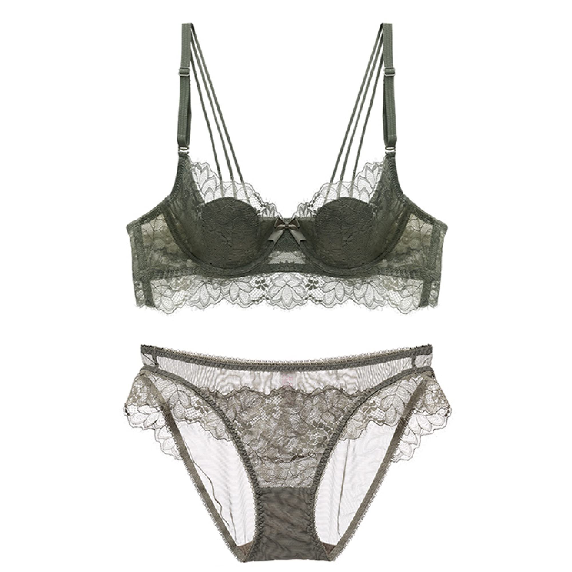 Soutien-gorge sexy avec armatures dentelle verte lingerie femme 75E
