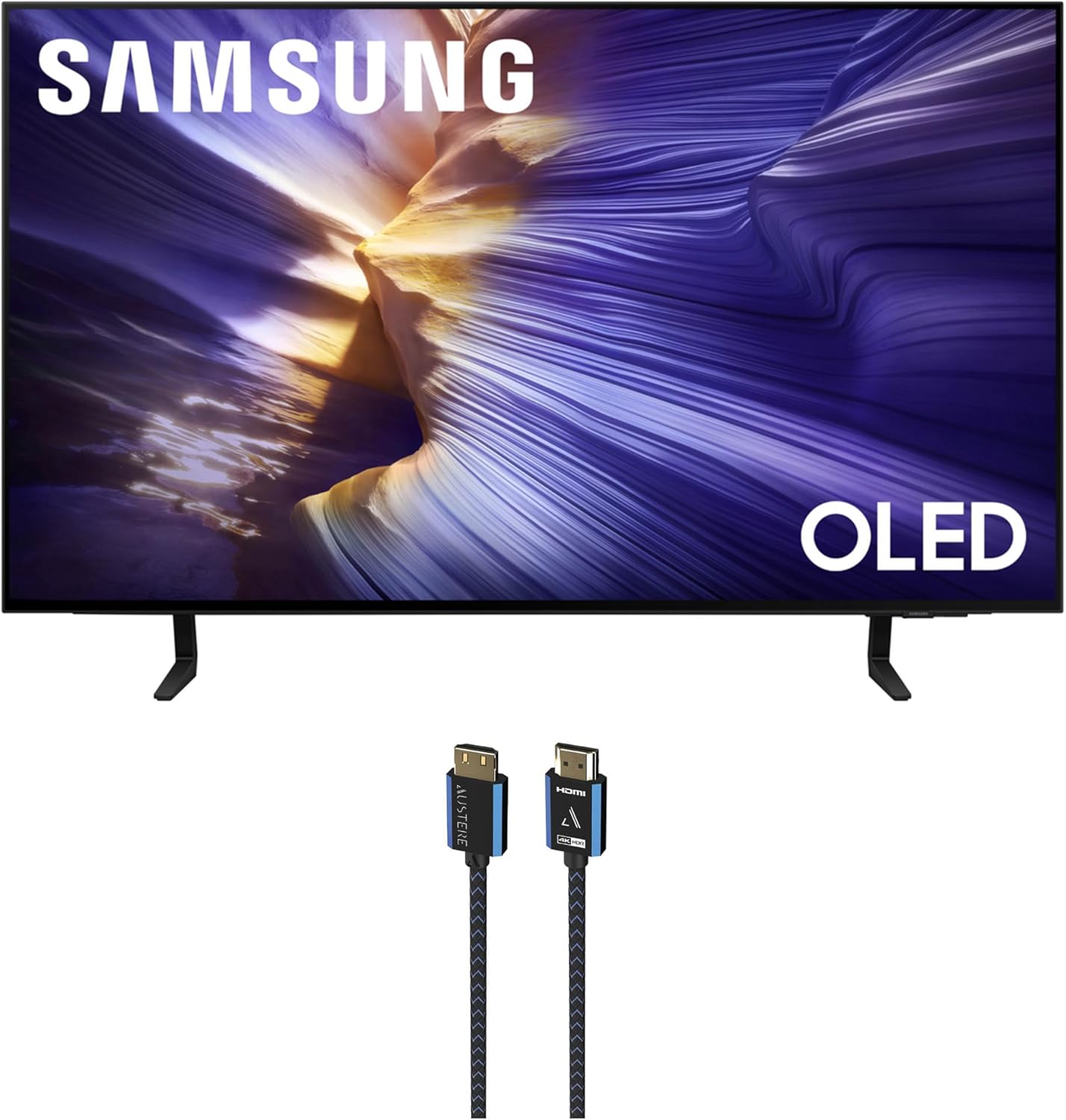 Samsung QN42S90FAEXZA 42 Inch 4K OLED Smart TV with an Austere 5S-4KHD2-2.5M V-Series 2.5m Premium 4K HDR HDMI Braided Cable (2025)