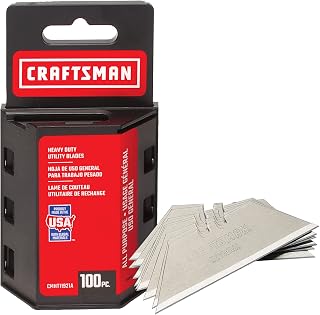 CRAFTSMAN Heavy Duty Utility Knife Blades, 100 Pack - Precision Honed for Drywall, Leather, Rubber & More (CMHT11921A)