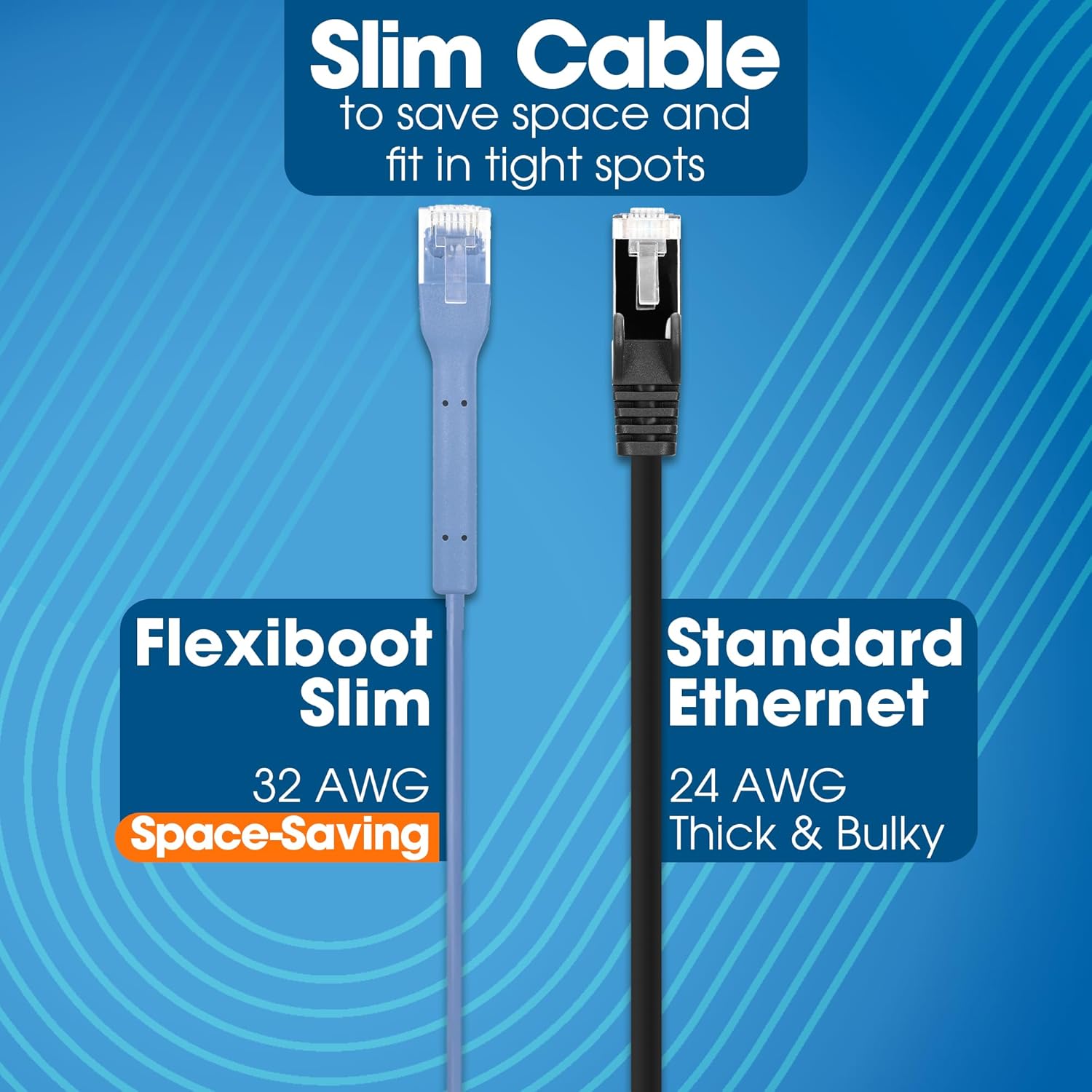 Intellinet FlexiBoot Slim Cat6 Ethernet Network Patch Cable – 10-Pack - 10Gbps & 250MHz, Flexible Bendable Boot, 32AWG Pure Bare Copper Wire, Gold-Plated Contacts - 14ft, Azure Sky Blue
