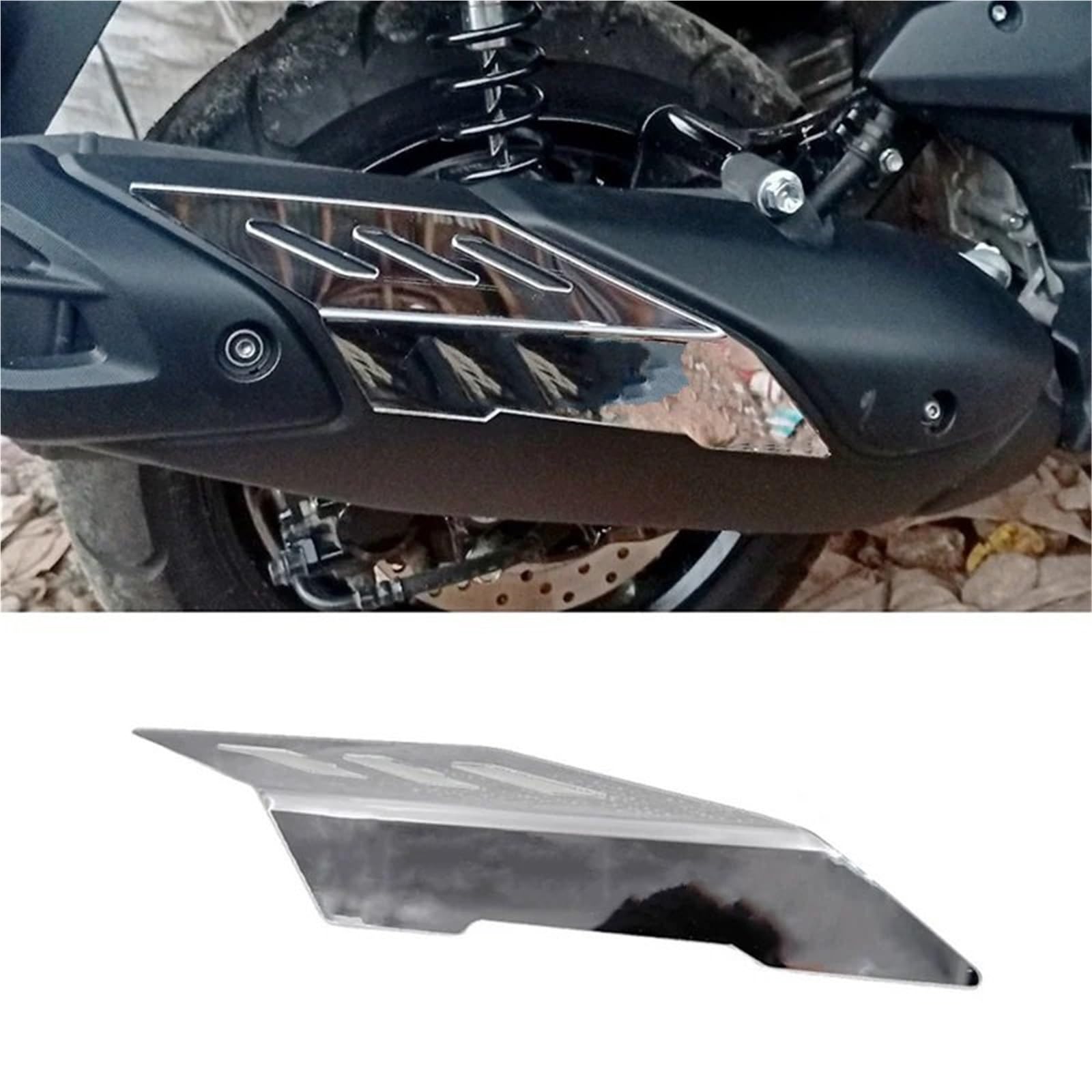 Tłumik do motocykla rura osłona cieplna Pasuje do motocykla NMAX155 V3/Turbo 2024-2025. Dekoracja pokrywy tłumika wydechu. Akcesoria wykończeniowe(Silver)