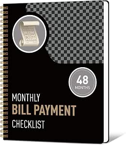 Undated Monthly Bill Payment Organizer - 48-Month Financial Planner with Income, Savings, Debt Tracking, Goals, and Expense Management, 8x10 Inches, Black