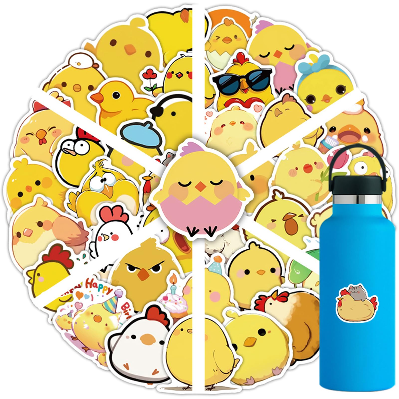 BEATRI Funny Chicken Stickers 50 Pack - Vinyl Waterproof Decals For Water Bottles, Laptops, Kids