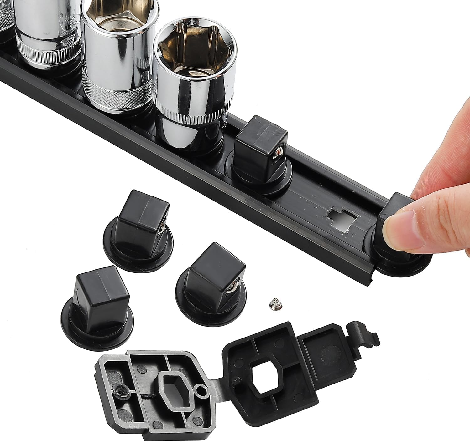 Reniteco 20-PC ABS Socket Organizer Clips for 3/8 inch Drive Aluminum Magnetic Sockets Storage