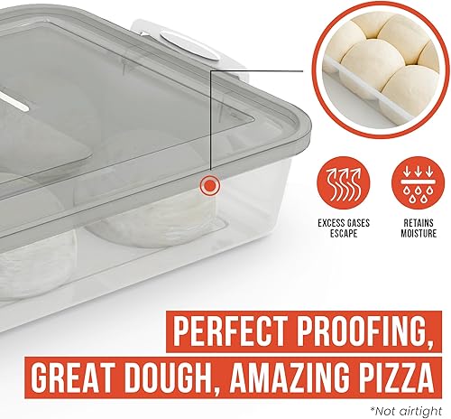 Miniatura 4 de Chef Pomodoro Caja a prueba de masa de pizza, 14 x 11 pulgadas, contenedor de masa de pizza, se adapta a 4-6 bolas de masa, bandeja para masa de
