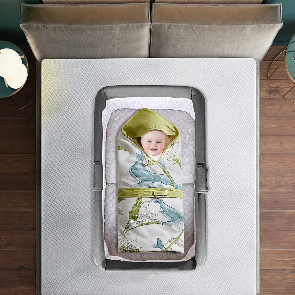 OHMG Lit De Voyage Pliant pour Bébé, Berceau Pliant,Lit De Voyage pour Bébé avec Filet,Matelas Et Moustiquaire, Berceau Portable pour Nouveau-né, Lit Parapluie Voyage Pliable Bebe