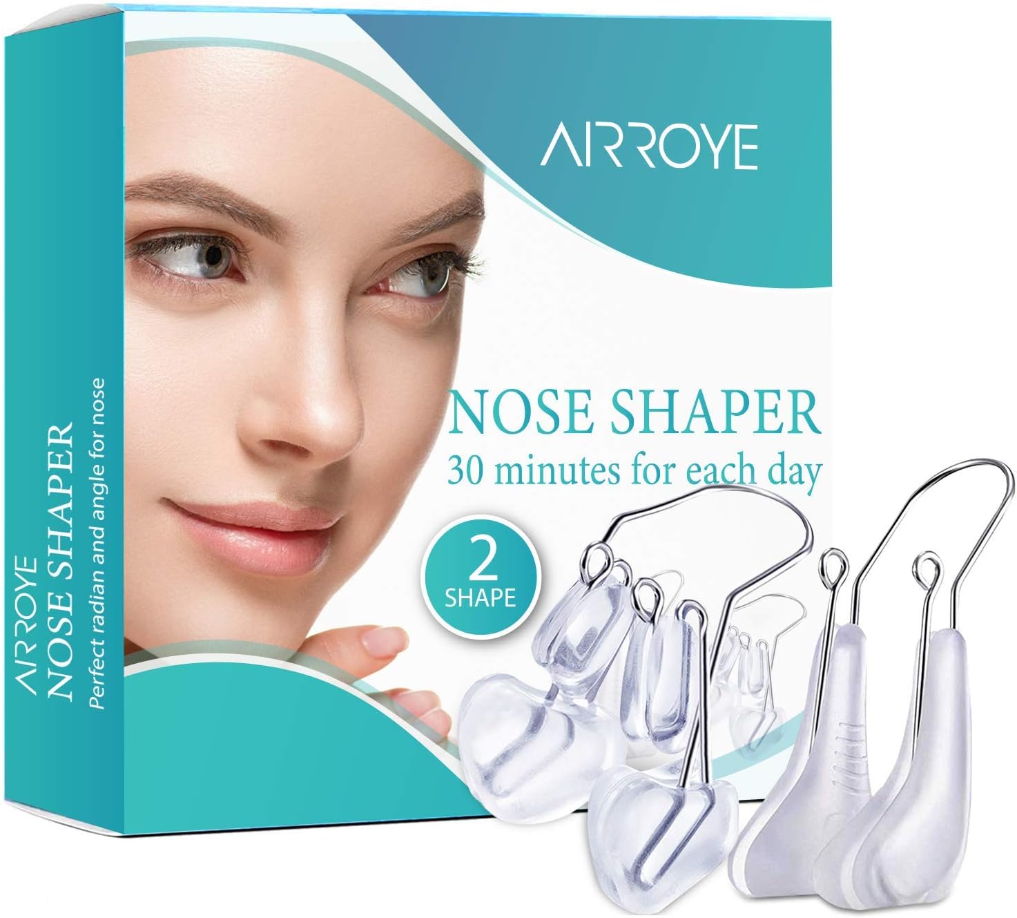 2 Shapes Nose Shaper Nose Corrector, Lift Nose Bridge, Fix and Form Nose Shape, Thin and Narrow Nose Wings, Nose Straightener, Silicone Nose Clip, Nose Slimming Device for Women and Men