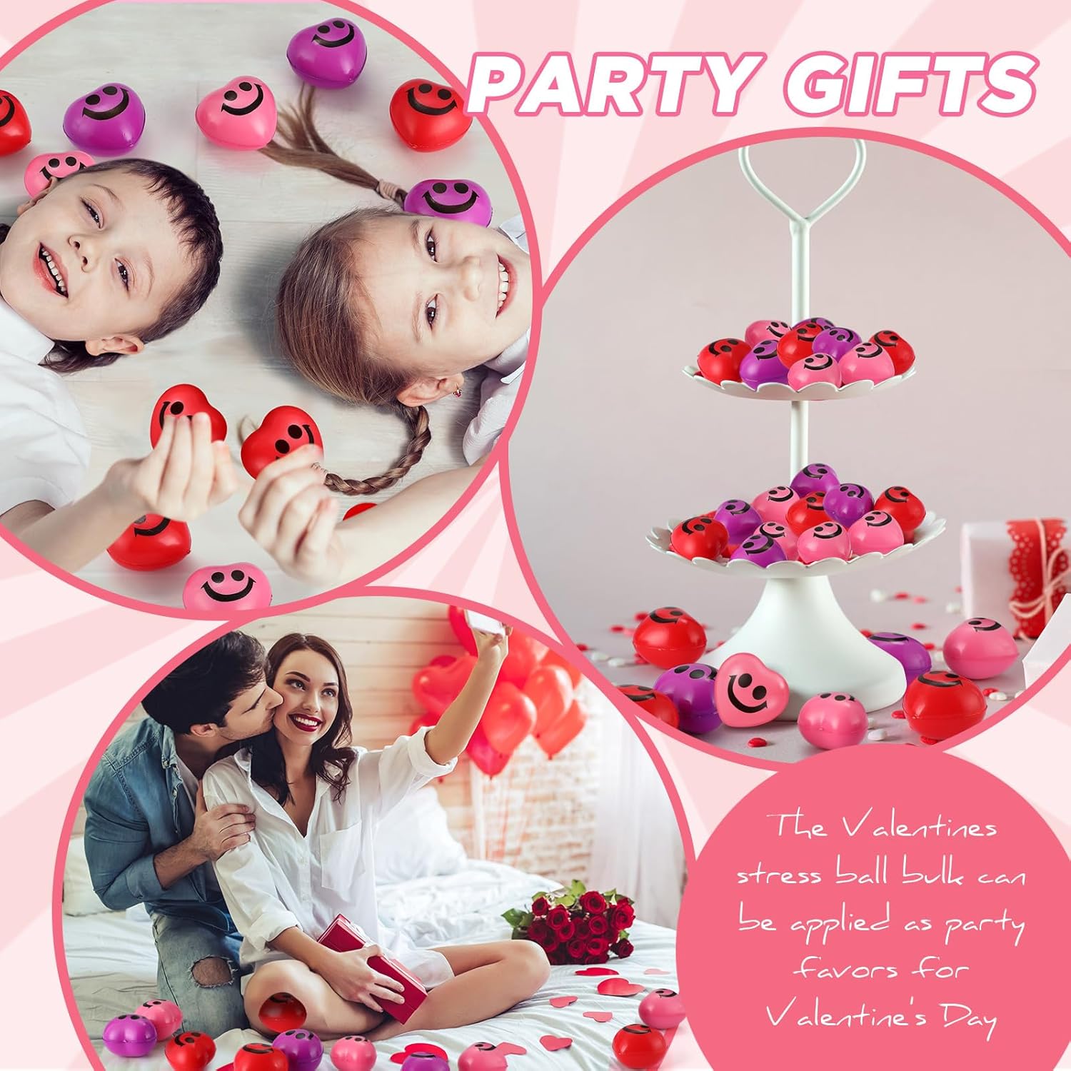 240 Pieces Valentines Day Heart Stress Balls 1.5 Inch Heart Shaped Stress Relief Toys Heart Fidget Toys Party Favors for Motivating Encouraging Kid School Carnival Reward