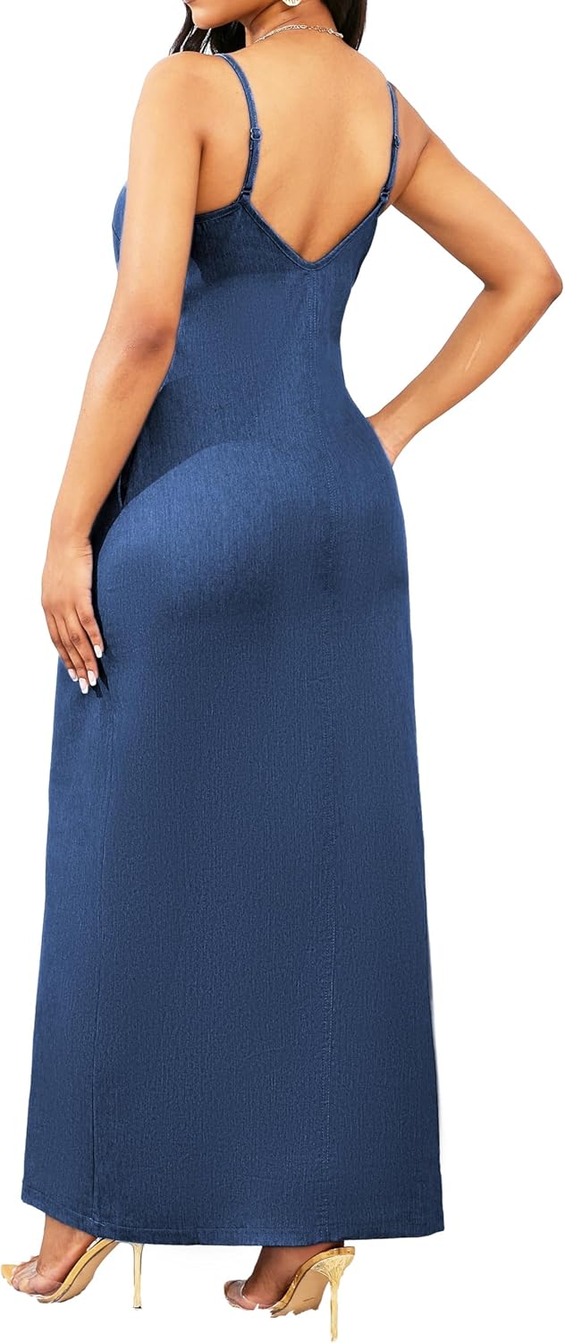 Maxi Dresses for Women Sexy Casual Spaghetti Strap Long Summer Sundress with Pockets - Image 6