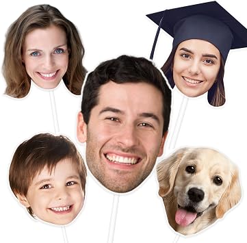 Face Cutout on a Stick, Custom Fun Faces Fan, Personalized Photo Head Cutouts for Party Birthday Wedding Graduation