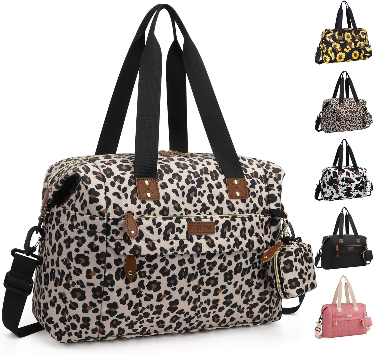 Diaper Bag Tote - Diaper Baby Bags with Pacifier Case, Shoulder Straps, Stroller Clips, Waterproof Large Mommy Maternity Travel Baby Bag for Mom and Dad, Leopard, Medium