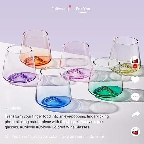 Miniatura 17 de ColoVie Martini Glasses set of 6,Champagne Flutes set of 6, Stemless, Colored
